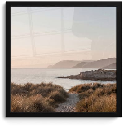 Poster in lijst - Fotolijst 40x40 cm - Posters - Landschap - Kust - Duinen - Posterlijst zwart - Decoratie - Wanddecoratie woonkamer - Muurdecoratie slaapkamer