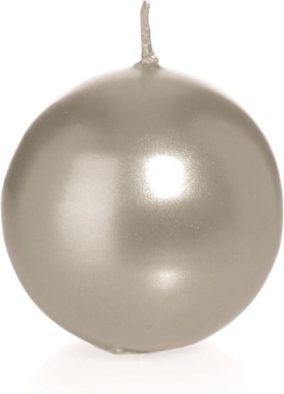 Trend Candles Bolkaars glad - zilver - 7 cm - 16 branduren - ronde kaarsen