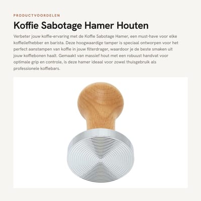 Dailygoods- Sabotage Hamer 58 mm - Houten Handvat - Roestvrij Stalen Bodem - Koffie Accessoire - Verbeterde Koffiesmaak - Geschikt voor Thuis en Kantoor - Koffie Tamper