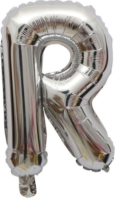 Folieballon / Letterballon Zilver - Letter R - 41cm