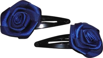 2 roosjes klein met klik-klak haarspeldje donkerblauw