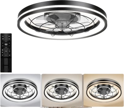 Zyrex® Plafonniere Met Ventilator - Plafondventilator - Plafondventilator Met Verlichting - Zwart - 51cm x 16cm x 51cm