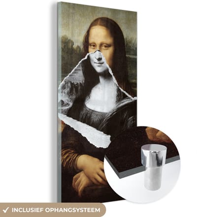 MuchoWow® Glasschilderij 20x40 cm - Schilderij acrylglas - Mona Lisa - Da Vinci - Kunst - Foto op glas - Schilderijen