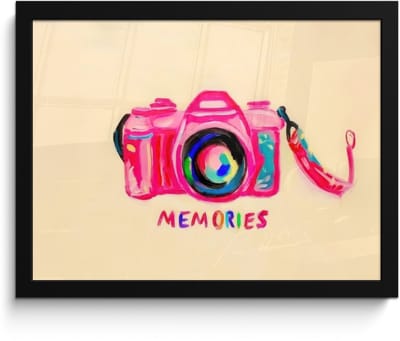 Poster in lijst - Fotolijst 40x30 cm - Posters - Camera - Memories - Roze - Geschilderd - Posterlijst zwart - Decoratie - Wanddecoratie woonkamer - Muurdecoratie slaapkamer