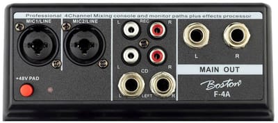 Boston F-4A Mengpaneel met USB Audio-interface, 2 Mono- en 1 Stereo-ingang, Zwart