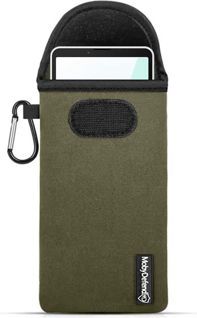 MobyDefend Hoesje - Geschikt voor Sony Xperia 10 VI - Neopreen Pouch Met Karabijnhaak - Insteek - Riemlus - Groen
