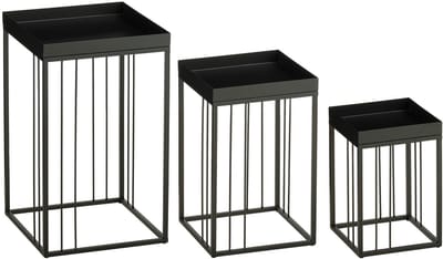 Mica Decorations Beth Bijzettafel – Set van 3 – Bijzettafels Woonkamer – Salontafel – Tafeltje – Koffietafel – Bijzettafeltjes Woonkamer IJzer – 30 x 30 x 50 cm – Zwart
