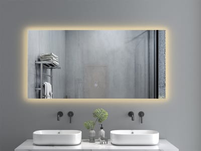 Badkamerspiegel met LED verlichting en verwarming - 3 LED standen - Condensvrij - Dimbaar - Rechthoek 120x60 cm spiegel - Spiegel douche - Anti Condens - Inclusief ronde afvoerstop