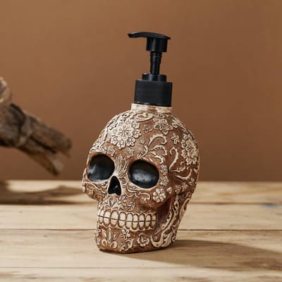 Schedel zeepdispenser met pomp, navulbare vloeibare handlotionfles voor badkamer, slaapkamer en keuken (nieuwe upgrade-pomp).