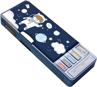 Potlooddoos - Pennenetui Etui - Schoolspullen Organiseren - Magnetische Sluiting - Grote Capaciteit - Space Compass