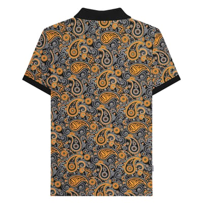 Lambretta Heren SS25 Paisley gemerkt poloshirt (Zwart/Goud)