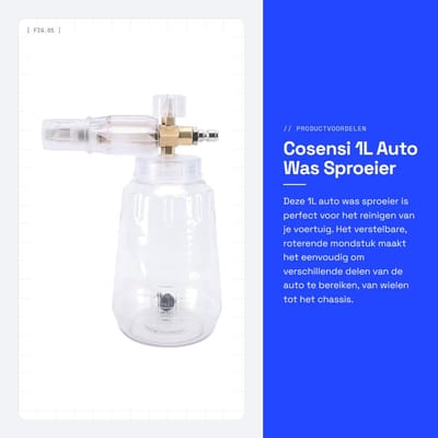 Dailygoods- Sneeuwschuim 1L - Roteerbaar Sproeier - Verstelbare Lans - Instelbare Schuimconcentratie - Auto Reiniging - Flexibele Spray - Autoreiniger