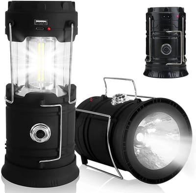 WiseGoods Premium Buiten LED Lantaarn - Stormbestendige Oplaadbare Tentlamp - Camping Lamp - USB Outdoor Lampje - Kamperen - Zwart