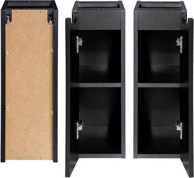 Wastafelonderkast met wastafelblad met 1 deur Newport 20x60x40 cm zwart [en.casa]
