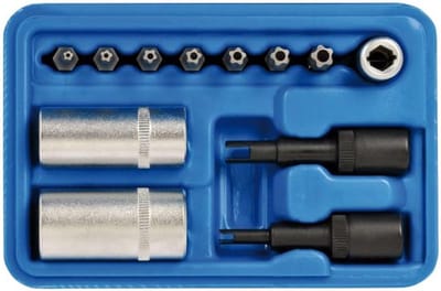 SW-Stahl 61719L speciale doppenset 1/4 inch 12-delig I voor airconditioning I moerendoos I speciale inzetstukken 8-kant