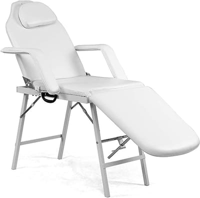 Massagestoel met 3 Zones - Inklapbaar en Verstelbaar tot 225 kg - Comfortabele Massagebank voor Spa en Fysiotherapie - Wit