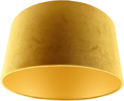 Olucia - MILENE - Fluwelen Lampenkap - Geel / Goud - Geschikt voor Woonkamer/Slaapkamer/Kantoor/Hal - Vorm: Rond