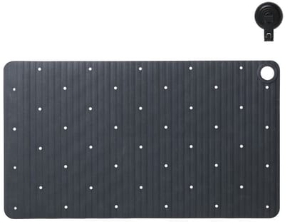 Sealskin Ribb - Antislip badmat 40x70 cm - Antraciet - inclusief zwarte haak