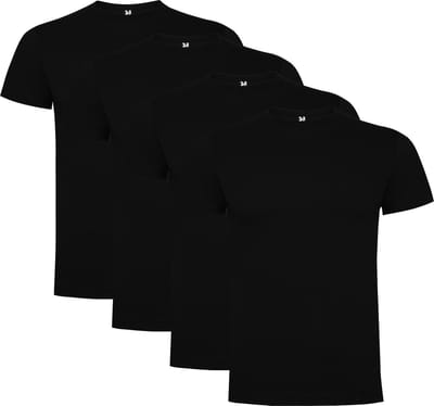 4 Pack Zwart t-shirts Roly Dogo Premium Kids 4 jaar 98 - 104