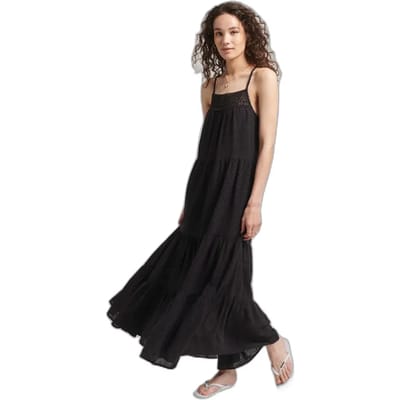 Superdry Vintage Lace Cami Maxi Jurk Zwart XS Vrouw