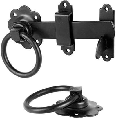 Poorthouder Grendel - Ring Latch - Poorten Beveiligen - Zwart Gepoedercoat Staal - 24 Stuks 6 Inch - Zwart