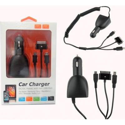 Henca CC37-IMI 3 in 1 Port 5.0V/4800mA Dual USB Car Charger 30pin+8pin +Micro USB