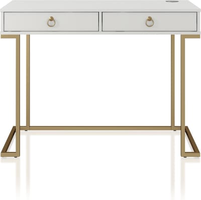 Camila-Schrijftafel - 2-laden - Wit MDF