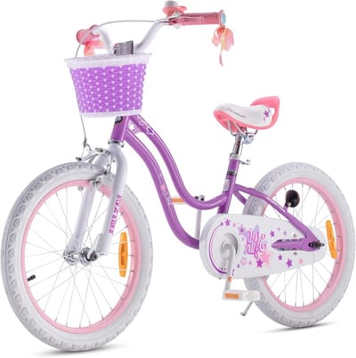 Kinderfiets Meisjes - Fiets met steunwielen - Leren Fietsen - Opvallend Sterrenontwerp - 14 Inch - Paars