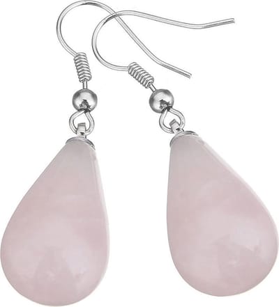 Edelstenen oorbellen Rose Quartz Big Drop - Rozenkwarts - sterling zilver (925) - oorbelhanger - druppel - roze - sieraden zakje - edelstenen oorbellen dames - roze oorbellen
