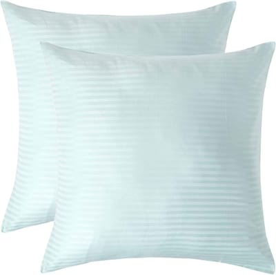 Homescapes Satijn Streep Katoen Kussensloop 80x80 cm – Set van 2 – Aquablauw – 100% Egyptisch Katoen – Draaddichtheid 330