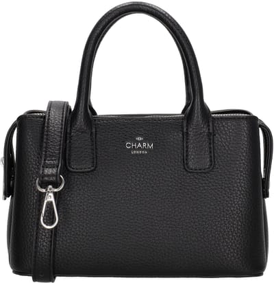 Charm London Muggiano Handtas - Verstelbare/Afneembare Schouderband - Functionele Vakken - Telefoonvak - Schoudertas - Zwart