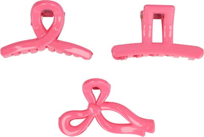 Haarsoires Haarspeld Haarklemmen 4cm – Recht Wave Strik – Fuchsia Roze – Set van 3 - Haarclip Klem - Hair Claw - voor Opsteken Haar - Hair Clip - Decoratieve Haaraccessoire