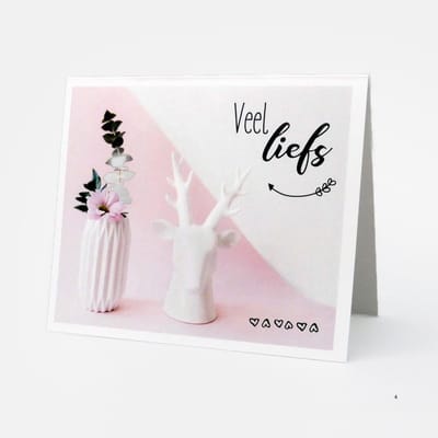 'Veel liefs' bloemenkaartjes - geschenkkaartjes - klein kaartje - dubbel gevouwen - met boorgat - 12 stuks - 9 x 7,5 cm - PaperArt