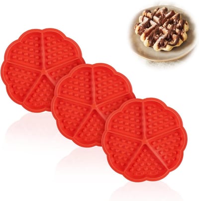 Herbruikbare siliconen wafelvormen, set van 3, hartvormige wafels, geschikt voor airfryer en oven, veelzijdig bakaccessoire