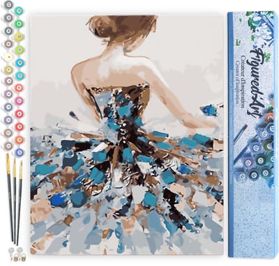 Figured'Art Schilderen op Nummer Volwassenen canvas Klassieke danseres van achteren- Handwerk acrylverf Kit DIY Compleet - 40x50cm zonder frame