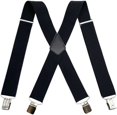YAGXIG Klassieke herenbretelclip - Bretels voor nette broeken - Herenbretels - 5 cm breed - X-vormige achterkant - Verstelbare elastische werkbretels - Zwart