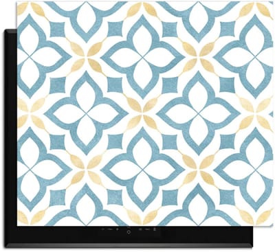 KitchenArt - Deep Floral Cross - Inductie Beschermer - 52x35 cm - Kookplaat Beschermer - Luxe Afdekplaat Inductieplaat - Anti-slip & Oprolbaar - Beschermmat Inductiekookplaat