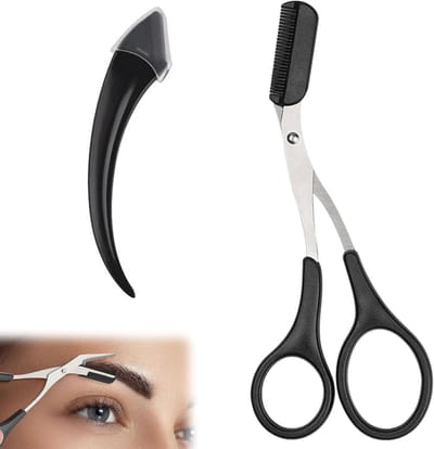 Set van 2 Eyebrow Trimmers en Scharen voor het Perfect Vormen van Wenkbrauwen, Roestvrij Staal, Geschikt voor Vrouwen en Mannen