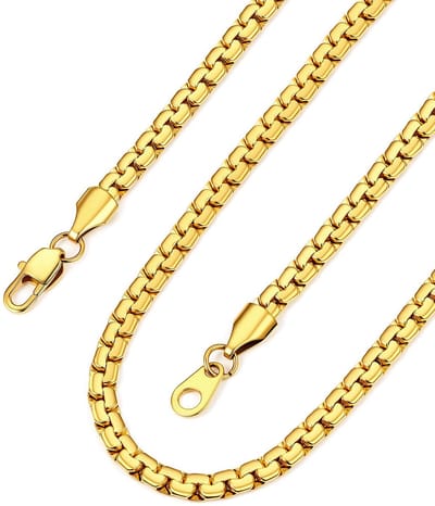 Venetiaanse halsketting voor dames en heren, cadeau voor vader, vriendin, vriend, platte sluiting, robuust, 2 mm, 4 mm, 6 mm breed, 36-76 cm lang, inclusief sieradendoosje
