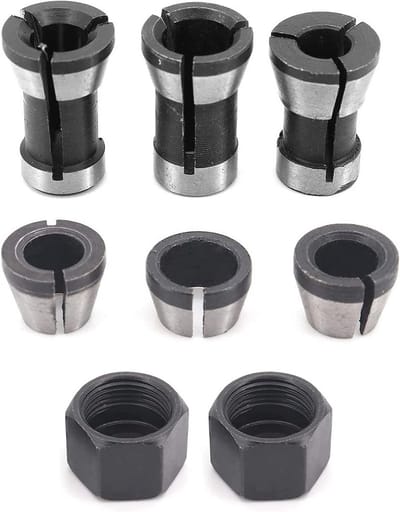 SnelShoppen - 8-delige Router Bit Collet Adapter Set voor Gravure Machine, Elektrische Router Klemadapter 6mm, 6.35mm, 8mm + 2 Moeren voor Houtbewerki