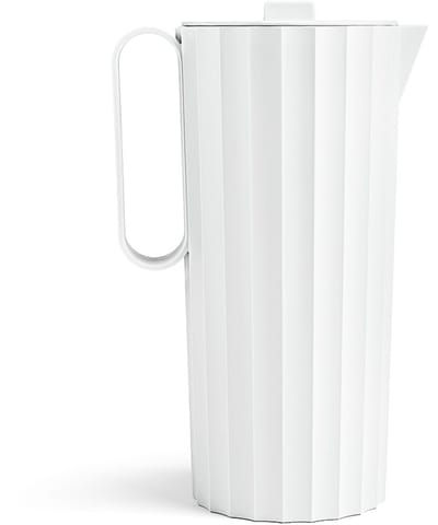 Kunststof schenkkan / waterkan MET DEKSEL - Hydria - sneeuw wit - 16 x 11 x H 24 cm - 1700 ml / 1,7 liter
