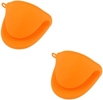 Livano Ovenhandschoenen - Siliconen Ovenwanten - Hittebestendig - BBQ - Barbecue Handschoenen - Oranje - 2 Stuks