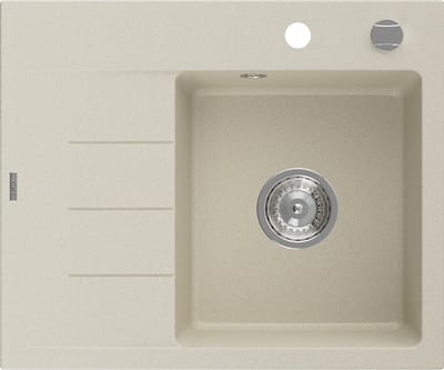 Mexen Ben granitische spoelbak met 1 bak en afdruipgedeelte, rechts 600 x 500 , beige, sifon chroom - 6523605000-69