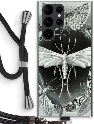 Hoesje met koord geschikt voor Samsung Galaxy S22 Ultra hoesje met Koord - Haeckel Tineida - Telefoonhoesje met Zwart Koord - Bescherming aan alle Kanten en Over de Schermrand