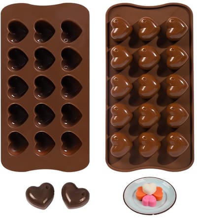 Dailygoods- Chocoladevorm Hart 15 Putten - Chocoladevormen/mallen - Siliconen - Anti-aanbaklaag - Voedselveilig - Temperatuurbereik -40 tot +230 °C - Bonbonvorm