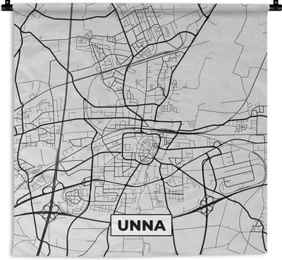 Wandkleed - Wanddoek - Duitsland - Stadskaart - Plattegrond - Unna - Kaart - 180x180 cm - Wandtapijt