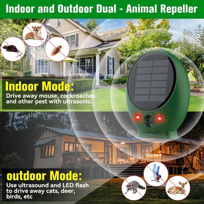 Solar Ultrasoon Kattenafweermiddel – Automatisch Aan/Uit Ultrasone Tuin- en Dierenafweermiddel – Effectief Afweermiddel tegen Katten, Honden, Vossen, Muizen, Ongedierte en Plagen – Eco-vriendelijk Pestcontrol