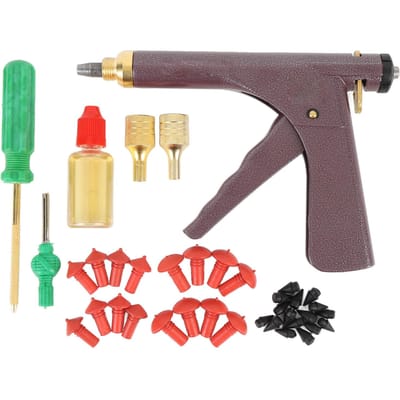 Motorfiets Bandenplugger Reparatie Gereedschapskit Tubeless Bandenreparatie Lek Plug Gereedschap met 32 Stuks Rubber Plugs voor Auto Dirt gray