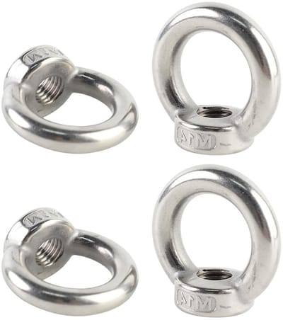 Set van 4 RVS M14 Ringmoeren en Ringogen voor Tillen, Ophangen van Bloempotten en Decoratie