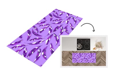 Keukenloper - Loper keuken - Meiden - Veren - Paars - Patronen - 120x50 cm - Keukenloper vinyl